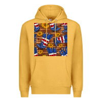Mustard america western boots and sunflower seamless pattern Premium Hoodie - BundleAndBundleShop