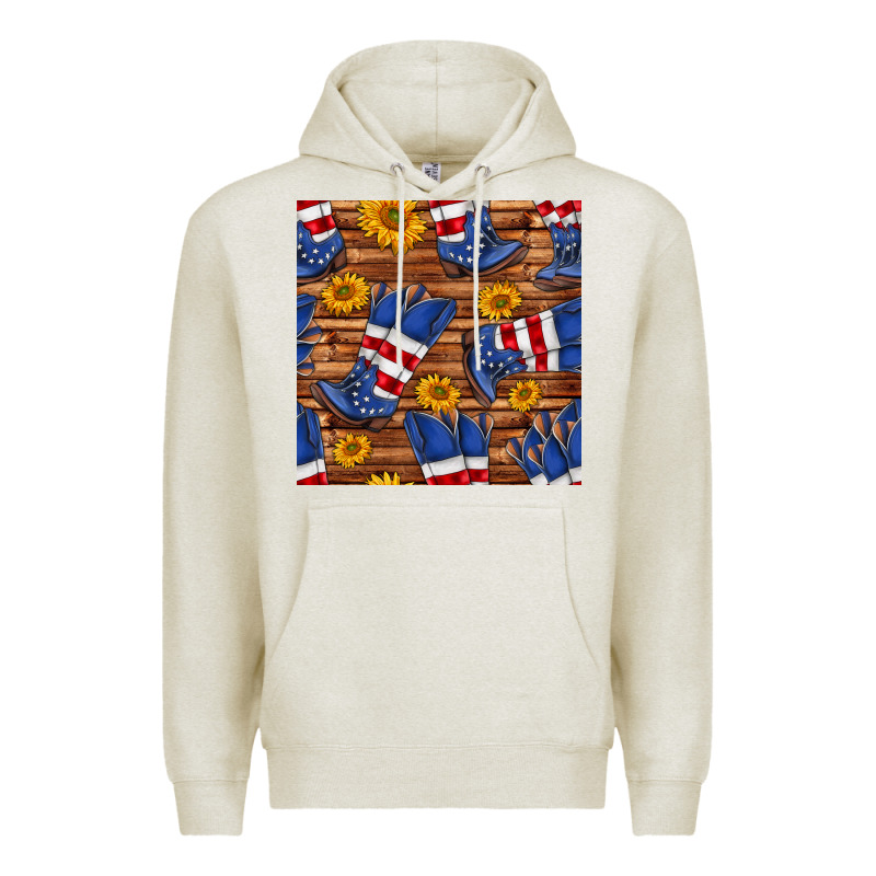 America Western Boots And Sunflower Seamless Pattern Premium Hoodie by BundleAndBundleShop | Teevron