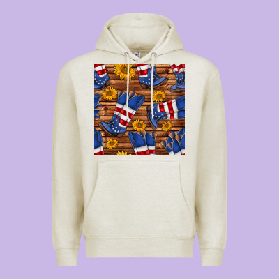 America Western Boots And Sunflower Seamless Pattern Premium Hoodie Designed By Bundleandbundleshop