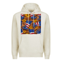 Oatmeal Heather america western boots and sunflower seamless pattern Premium Hoodie - BundleAndBundleShop