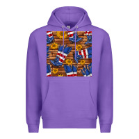 Purple america western boots and sunflower seamless pattern Premium Hoodie - BundleAndBundleShop