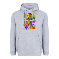 Heather Grey pride love Heavyweight Hoodie - texasbilliewilder