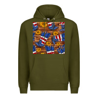 Army Green america western boots and sunflower seamless pattern Premium Hoodie - BundleAndBundleShop