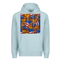Blue Mist america western boots and sunflower seamless pattern Premium Hoodie - BundleAndBundleShop
