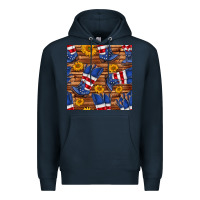 Navy america western boots and sunflower seamless pattern Premium Hoodie - BundleAndBundleShop