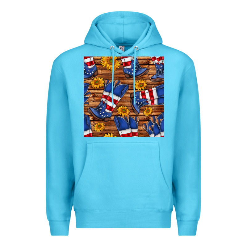 America Western Boots And Sunflower Seamless Pattern Premium Hoodie by BundleAndBundleShop | Teevron