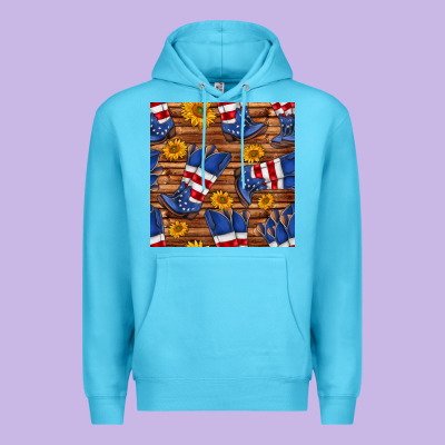 America Western Boots And Sunflower Seamless Pattern Premium Hoodie Designed By Bundleandbundleshop