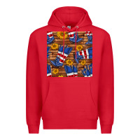 Red america western boots and sunflower seamless pattern Premium Hoodie - BundleAndBundleShop