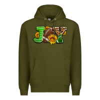 Army Green joy with football ball and sunflower ado Premium Hoodie - AdoDesignShop