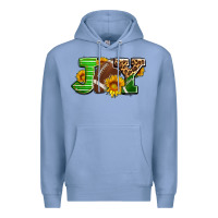 Colony Blue joy with football ball and sunflower ado Premium Hoodie - AdoDesignShop