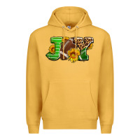 Mustard joy with football ball and sunflower ado Premium Hoodie - AdoDesignShop