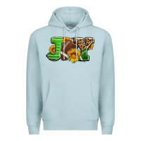 Blue Mist joy with football ball and sunflower ado Premium Hoodie - AdoDesignShop