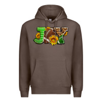 Coffee joy with football ball and sunflower ado Premium Hoodie - AdoDesignShop