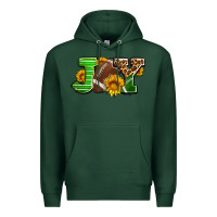 Sports Green joy with football ball and sunflower ado Premium Hoodie - AdoDesignShop