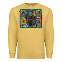 Antique Gold american bison wıth sunflower and gemstone Premium Sweatshirt - RanaPortraitStore