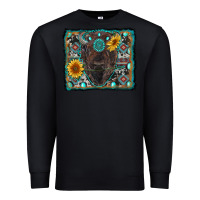 Black american bison wıth sunflower and gemstone Premium Sweatshirt - RanaPortraitStore
