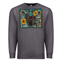 Charcoal Heather american bison wıth sunflower and gemstone Premium Sweatshirt - RanaPortraitStore