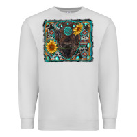 Dove Grey american bison wıth sunflower and gemstone Premium Sweatshirt - RanaPortraitStore