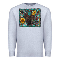 Heather Grey american bison wıth sunflower and gemstone Premium Sweatshirt - RanaPortraitStore