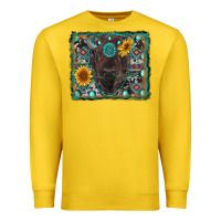 Lemon american bison wıth sunflower and gemstone Premium Sweatshirt - RanaPortraitStore