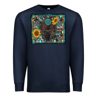 Navy american bison wıth sunflower and gemstone Premium Sweatshirt - RanaPortraitStore