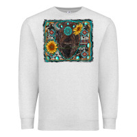 Oatmeal Heather american bison wıth sunflower and gemstone Premium Sweatshirt - RanaPortraitStore