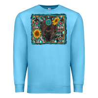 Ocean Blue american bison wıth sunflower and gemstone Premium Sweatshirt - RanaPortraitStore