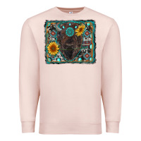 Pale Pink american bison wıth sunflower and gemstone Premium Sweatshirt - RanaPortraitStore