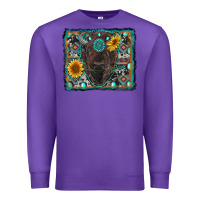 Purple american bison wıth sunflower and gemstone Premium Sweatshirt - RanaPortraitStore
