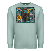 American Bison Wıth Sunflower And Gemstone Premium Sweatshirt | Teevron