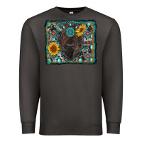 Smoke american bison wıth sunflower and gemstone Premium Sweatshirt - RanaPortraitStore