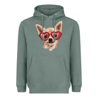 Sage Chihuahua dog with love glasses Heavyweight Hoodie - RanaPortraitStore