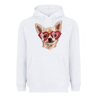White Chihuahua dog with love glasses Heavyweight Hoodie - RanaPortraitStore