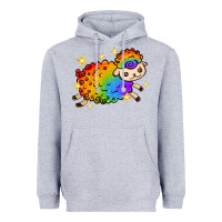 Heather Grey rainbow sheep with star Heavyweight Hoodie - texasbilliewilder