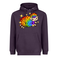 Plum rainbow sheep with star Heavyweight Hoodie - texasbilliewilder