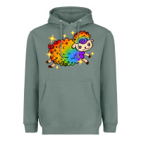 Sage rainbow sheep with star Heavyweight Hoodie - texasbilliewilder