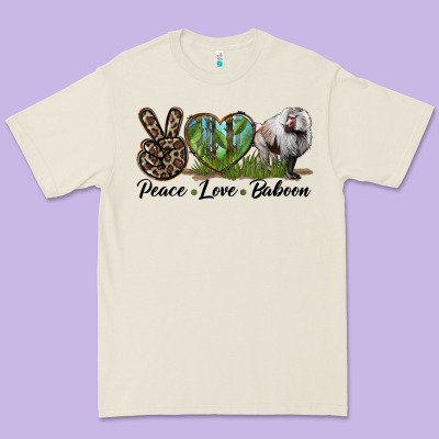 Leopard Peace Love Baboon Premium Tee Designed By Lillyallendesigns