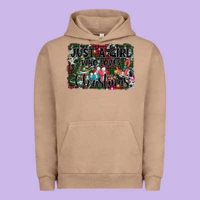 Just A Girl Who Loves Christmas Urban Hoodie Designed By Adodesignshop