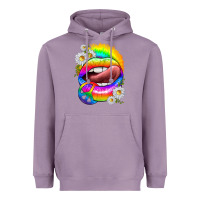 Lavender rainbow lips with daisies Heavyweight Hoodie - texasbilliewilder
