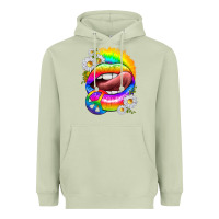 Matcha rainbow lips with daisies Heavyweight Hoodie - texasbilliewilder