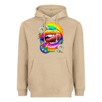 Mushroom rainbow lips with daisies Heavyweight Hoodie - texasbilliewilder