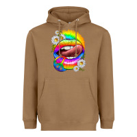 Toasted Coconut rainbow lips with daisies Heavyweight Hoodie - texasbilliewilder