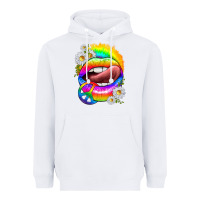 White rainbow lips with daisies Heavyweight Hoodie - texasbilliewilder