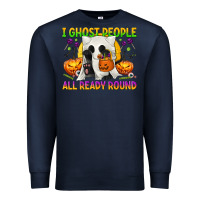 Navy I Ghost People All Ready Round Premium Sweatshirt - texasbilliewilder