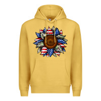 Antique Gold sunflower american flag Premium Hoodie - JahusDesignShop