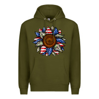Army Green sunflower american flag Premium Hoodie - JahusDesignShop