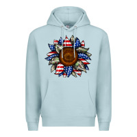 Blue Mist sunflower american flag Premium Hoodie - JahusDesignShop
