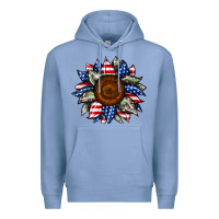 Colony Blue sunflower american flag Premium Hoodie - JahusDesignShop