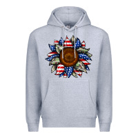 Heather Grey sunflower american flag Premium Hoodie - JahusDesignShop