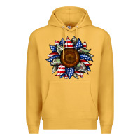 Mustard sunflower american flag Premium Hoodie - JahusDesignShop